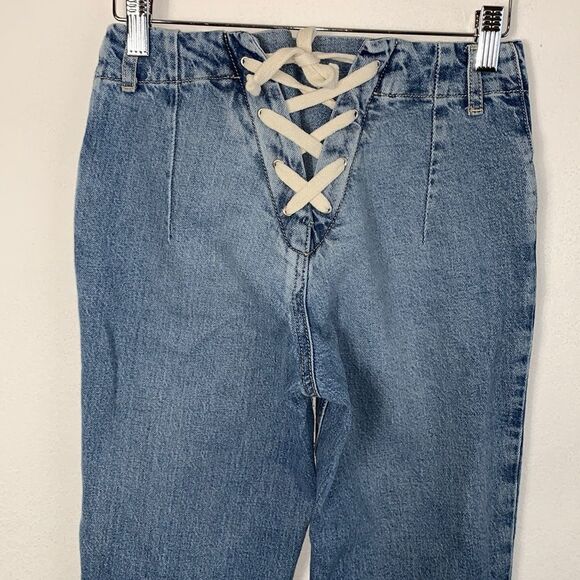NWOT BDG Urban Outfitters Lace zip Low Rise Vintage Wash Flare Jeans Sz 25 - Picture 6 of 10